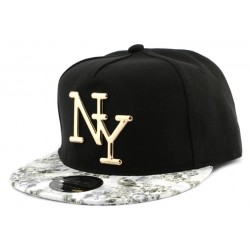 Snapback Ny noire avec visière Fleurie ANCIENNES COLLECTIONS divers