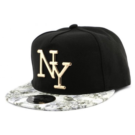 Snapback Ny noire avec visière Fleurie ANCIENNES COLLECTIONS divers