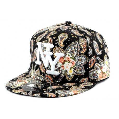 Snapback NY en tissu fleuri imprimé Noir ANCIENNES COLLECTIONS divers