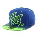 Snapback NY Tag fond Bleu et Fluo Vert ANCIENNES COLLECTIONS divers