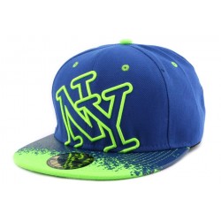 Snapback NY Tag fond Bleu et Fluo Vert ANCIENNES COLLECTIONS divers