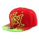 Snapback NY Tag Fond Rouge et Fluo Vert ANCIENNES COLLECTIONS divers