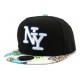 Snapback NY Noire avec visière Florale Ecru ANCIENNES COLLECTIONS divers