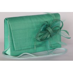 Pochette Falbala Sisal Turquoise avec fleur Turquoise ANCIENNES COLLECTIONS divers