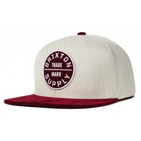 Casquette Brixton Snapback Oath III cream et bordeaux ANCIENNES COLLECTIONS divers