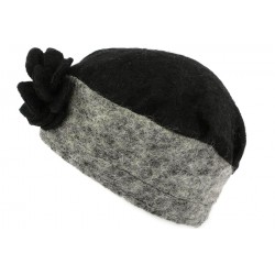 Chapeau casquette hiver femme laine bouillie noire NEUF T U réglable
