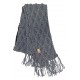 Echarpe Grise Laine Tricot losanges et franges ANCIENNES COLLECTIONS divers