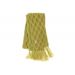 Echarpe Verte Laine Tricot losanges et franges ANCIENNES COLLECTIONS divers