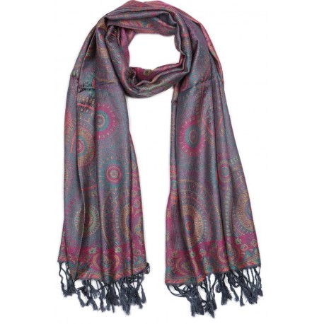 Pashmina Gris et Violet Bombay Léon Montane ANCIENNES COLLECTIONS divers