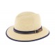 Chapeau paille Hodge beige ceinture bleu ANCIENNES COLLECTIONS divers