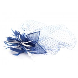 Coiffe Mariage Bleu et Ivoire Ynona en paille sisal ANCIENNES COLLECTIONS divers