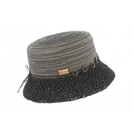 Chapeau paille Noir Claudia par Herman Headwear ANCIENNES COLLECTIONS divers