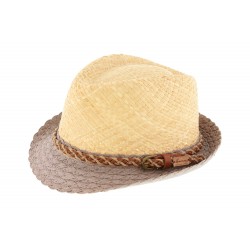 Chapeau paille Naturel et Gris Powell par Herman Headwear ANCIENNES COLLECTIONS divers