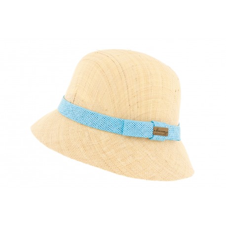 Chapeau paille Beige et Bleu Giullia Herman Headwear ANCIENNES COLLECTIONS divers