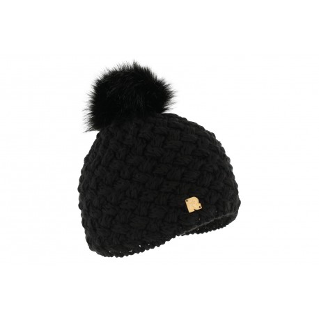 Bonnet pompon fourrure Noir Gylk RMountain ANCIENNES COLLECTIONS divers