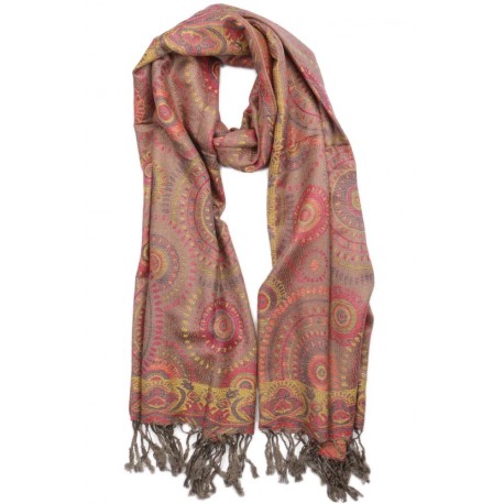 Echarpe Pashmina Gris et Fuchsia Bombay ANCIENNES COLLECTIONS divers