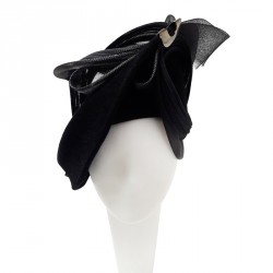 Chapeau Bibi Noir Harron par Céline Robert ANCIENNES COLLECTIONS divers