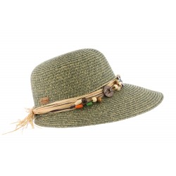 Chapeau de paille fantaisie Vert Femme Sylia ANCIENNES COLLECTIONS divers