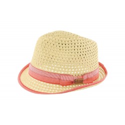 Chapeau trilby paille rouge Don Camino ANCIENNES COLLECTIONS divers