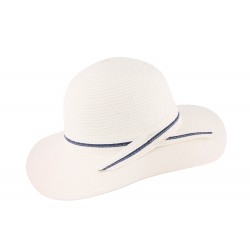 Chapeau de paille femme blanc et bleu Herman ANCIENNES COLLECTIONS divers