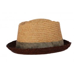 Chapeau de paille Pork pie naturel et marron ANCIENNES COLLECTIONS divers