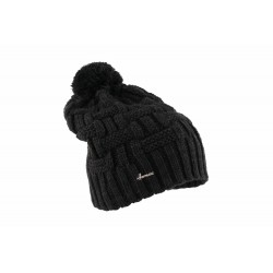 Bonnet pompon noir en laine Herman ANCIENNES COLLECTIONS divers