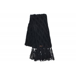 Echarpe Noire en laine torsades et franges Herman ANCIENNES COLLECTIONS divers