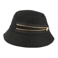 Chapeau Bob Noir fermeture eclair doré en coton ANCIENNES COLLECTIONS divers