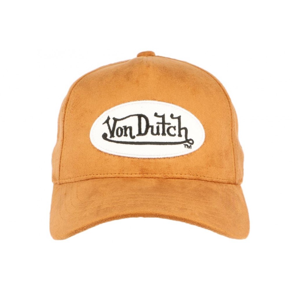 Casquette Von Dutch marron suedine, casquette baseball cuir livré 48h