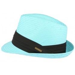 Petit chapeau de paille bleu ciel fait main Lordman ANCIENNES COLLECTIONS divers