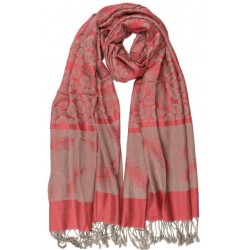 Echarpe Pashmina rouge et argent avec soie Patna ANCIENNES COLLECTIONS divers