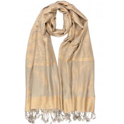 Foulard Pashmina dore et argent avec soie Patna ANCIENNES COLLECTIONS divers