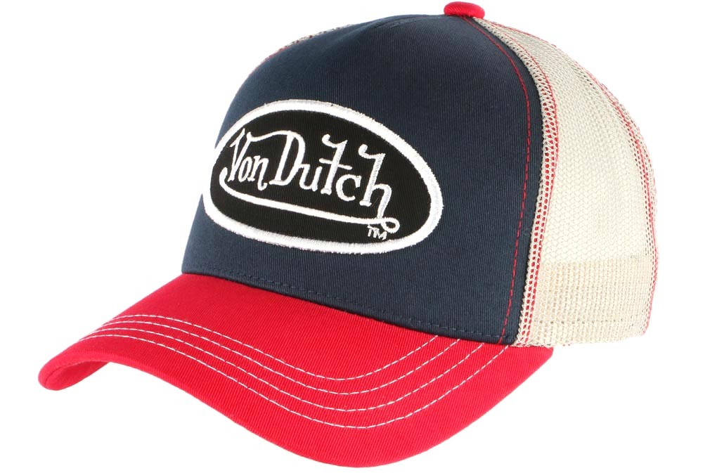La casquette Von Dutch® Square bleu visière rouge