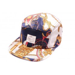 Casquette 5 panel JBB Couture imprimé Bleu et crème ANCIENNES COLLECTIONS divers