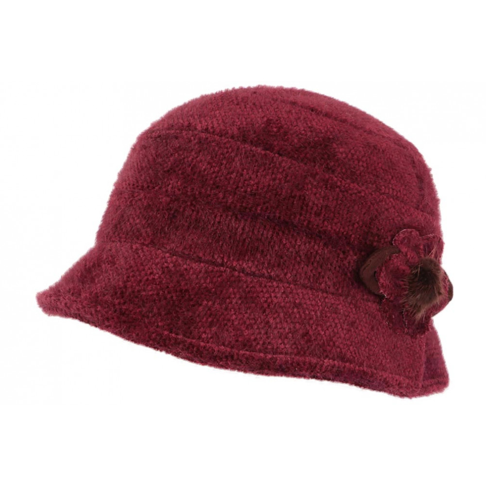 Chapeau femme hiver prune bordeaux violet rouge laine NEUF T M 57 cm