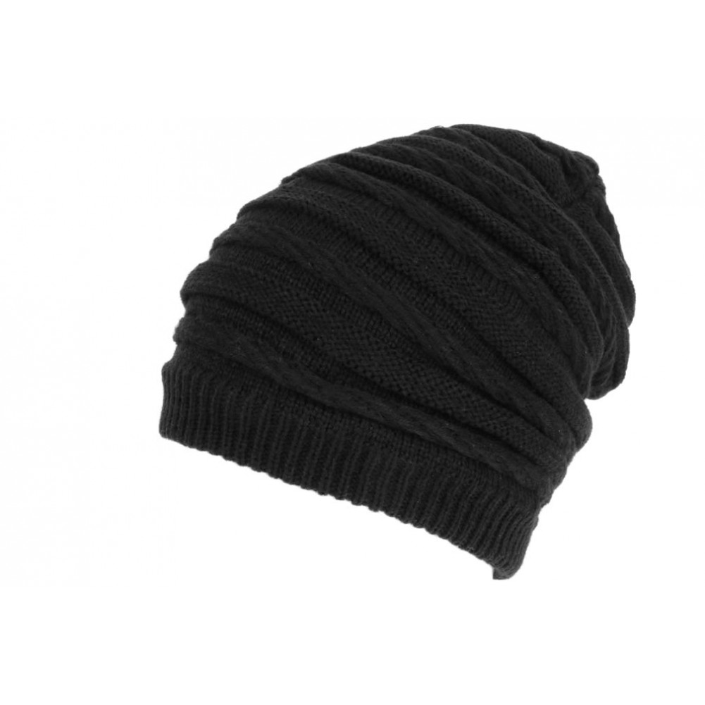 bonnet filet couleurs rasta et noir tricote large legerement extensible