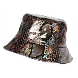Chapeau de pluie femme vernis imperméable taupe HB36