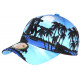 Casquette NY Bleue et Noire Palmiers Look Tropical Sunset Baseball CASQUETTES Hip Hop Honour