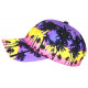 Casquette Miami Jaune Violette Palmiers Tropicale Night Baseball CASQUETTES Hip Hop Honour