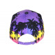 Casquette Miami Jaune Violette Palmiers Tropicale Night Baseball CASQUETTES Hip Hop Honour