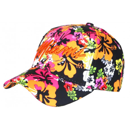 Casquette Enfant Orange et Noire Miami a Fleurs Bali 7 a 11 ans Casquette Enfant Hip Hop Honour