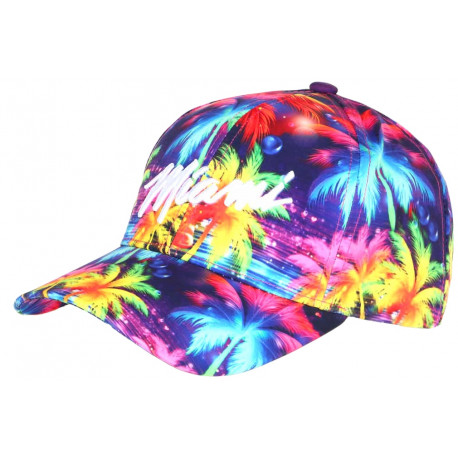 Casquette Miami Bleue et Rose Tropicale Palmiers Sunset Baseball CASQUETTES Hip Hop Honour