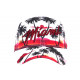 Casquette Miami Blanche et Rouge Tropicale Palmiers Boreal Baseball CASQUETTES Hip Hop Honour