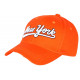 Casquette NY Orange et Blanche Rétro Classe en Coton Bronxa Baseball CASQUETTES Hip Hop Honour