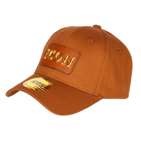 Casquette ICON Marron Patch Dore Cuir Streetwear Baseball Luzza CASQUETTES Hip Hop Honour