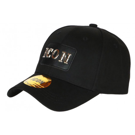 Casquette ICON Noire Patch Argent Cuir Streetwear Baseball Luzza CASQUETTES Hip Hop Honour