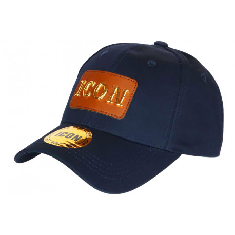 Casquette ICON Bleue Patch Doré Cuir Streetwear Baseball Luzza CASQUETTES Hip Hop Honour