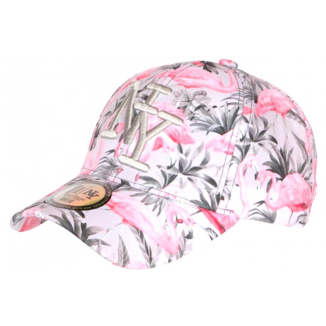 Casquette Enfant Flamants Roses Grise NY Baseball de 7 a 11 ans Casquette Enfant Hip Hop Honour