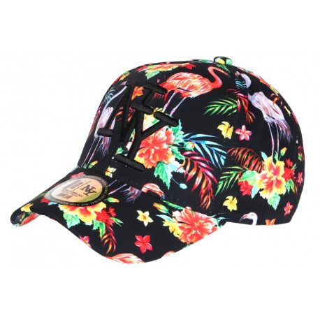 Casquette Enfant Flamants Roses Noire NY Tropicale de 7 a 11 ans Casquette Enfant Hip Hop Honour