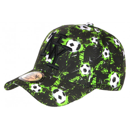 Casquette Enfant Football Verte et Noire NY Baseball de 7 a 11 ans Casquette Enfant Hip Hop Honour